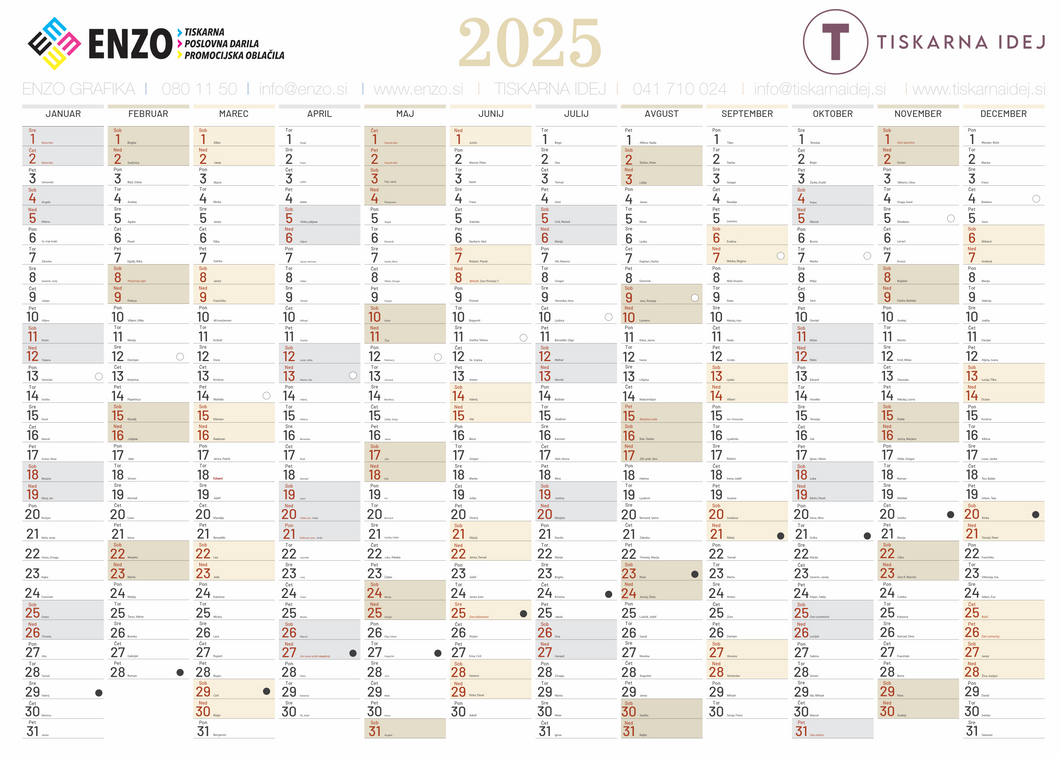 Stenski planer 2025