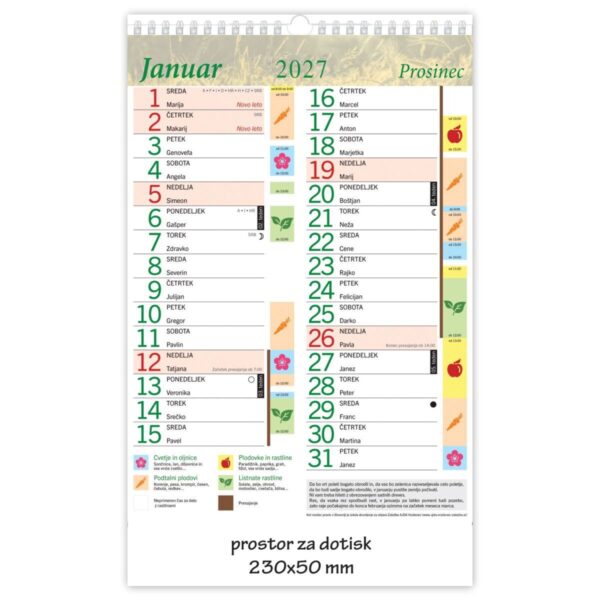 Setveni koledar po Mariji Thun 2027