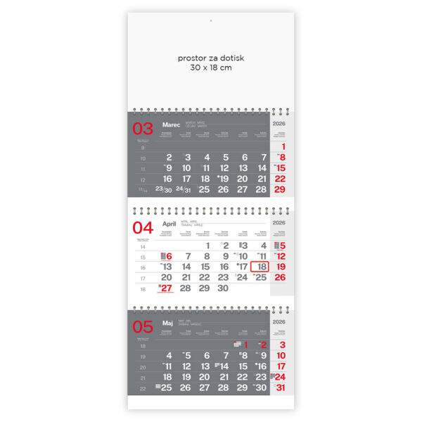 Koledar 3-delni poslovni s spiralo